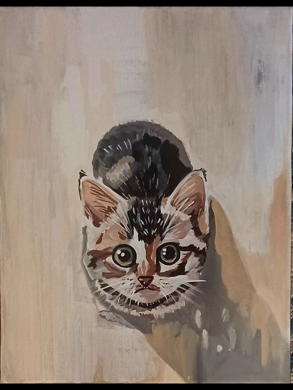 Cat Portrait Wall Art Acrylic- Brown & Black Kitten Print
